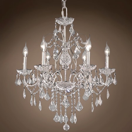 Heritage 6 Lt 24" Chrome Chandelier with Swarovski/European Crystal & Led Bulb